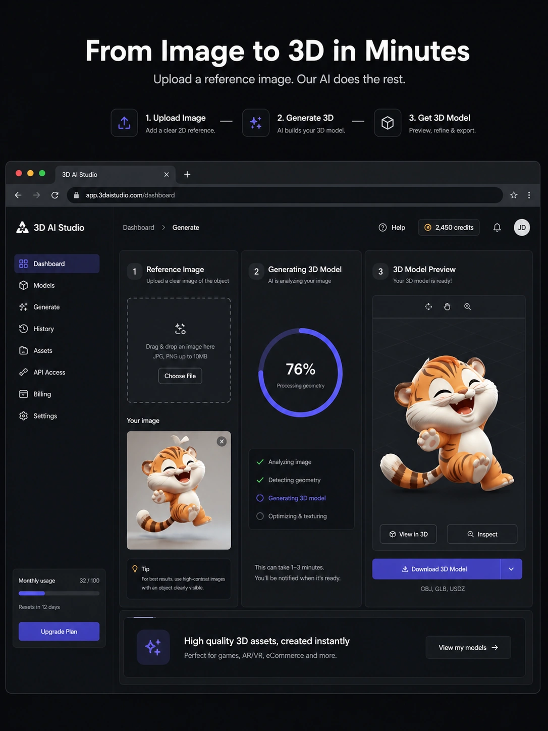 3D AI Studio: alternatives map, showing direct AI 3D generation comparisons with Meshy, Tripo, Sloyd, and Rodin