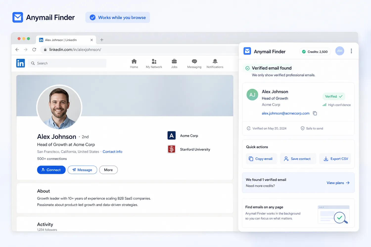 Anymail Finder: alternatives map, showing Hunter, Findymail, Snov.io, Apollo, and GetProspect as comparison routes for different buyer needs