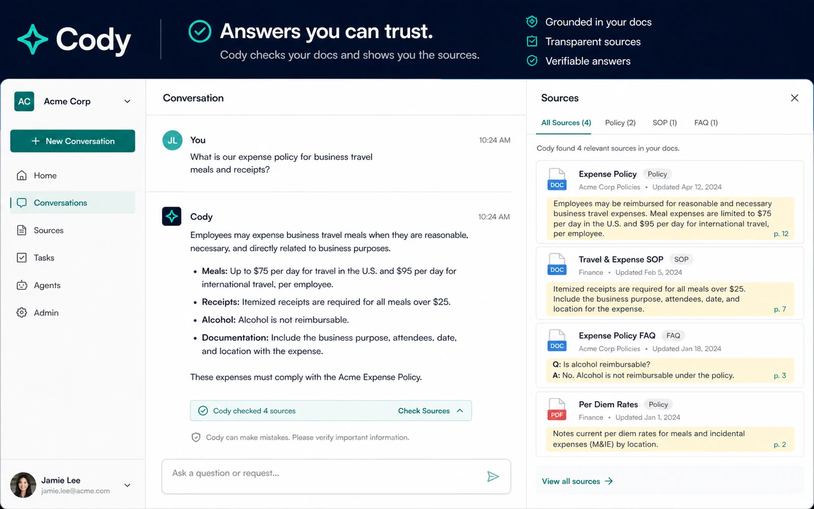 Cody: final verdict card, showing when to test the free account, compare alternatives, or pause before checkout