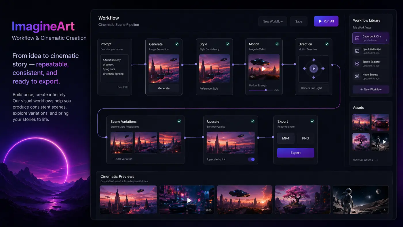 ImagineArt: workflow fit map, showing free testing, prompt iteration, credit burn, and human creative review before paying