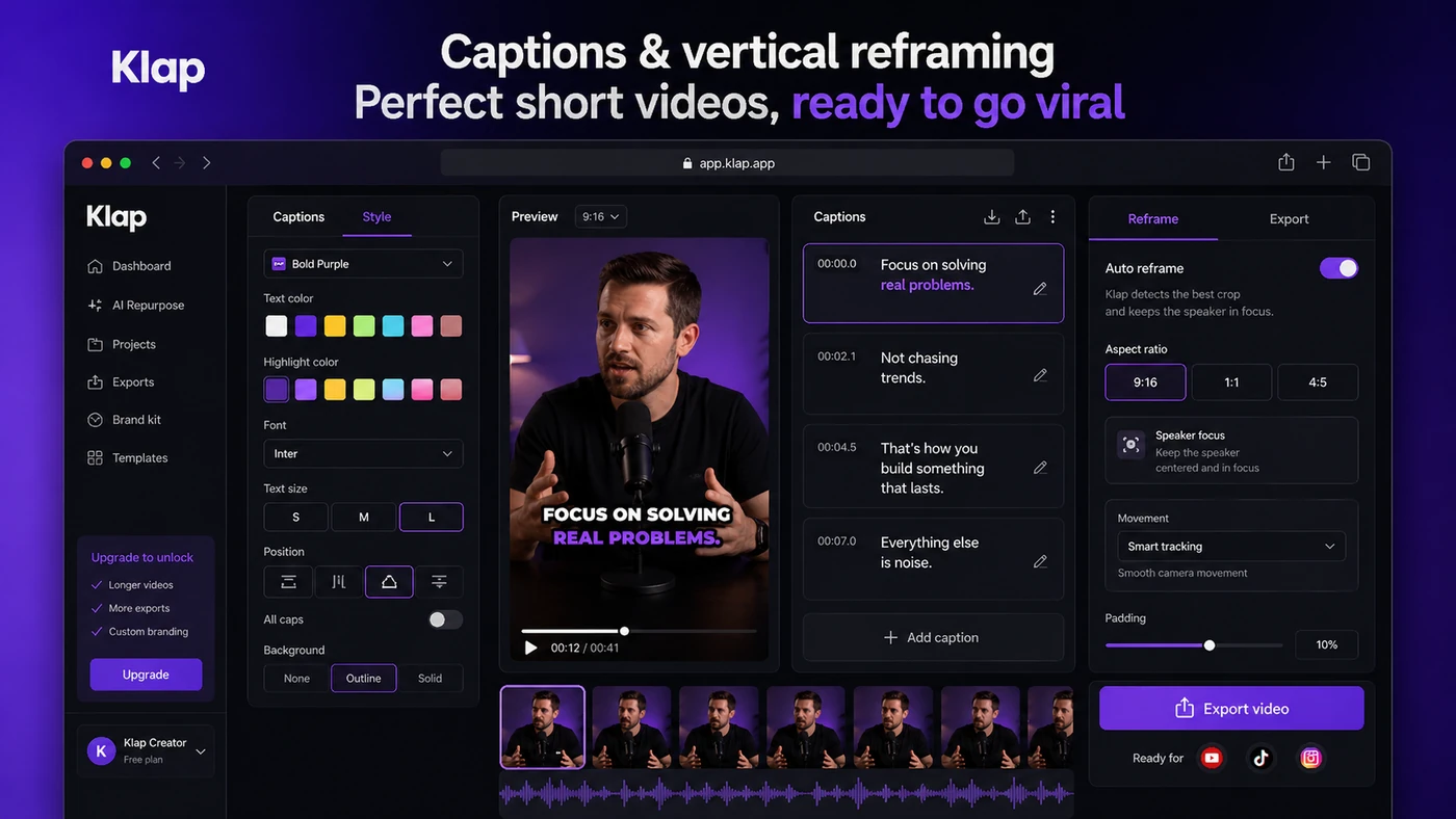 Klap: review snapshot, showing video repurposing fit, plan limits, buyer checks, and direct alternatives