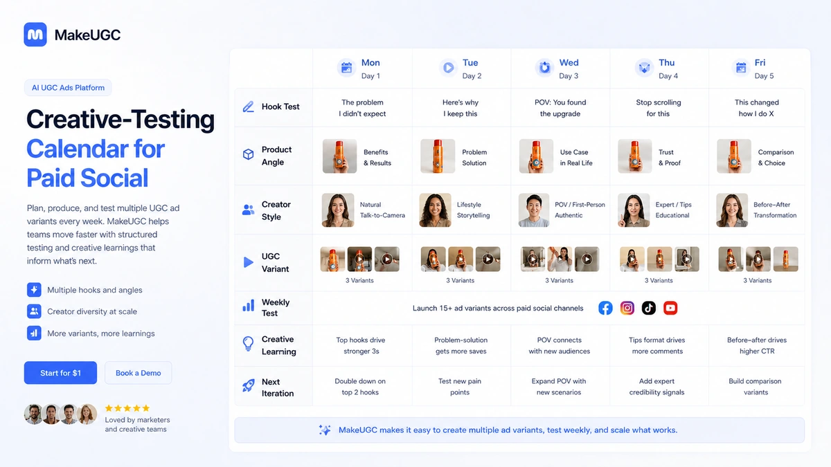 MakeUGC: buyer checklist, showing trial, credit, output quality, refund, and alternatives checks before paying