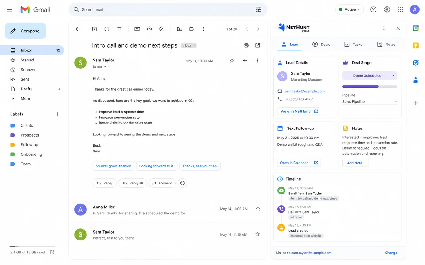 NetHunt CRM review visual